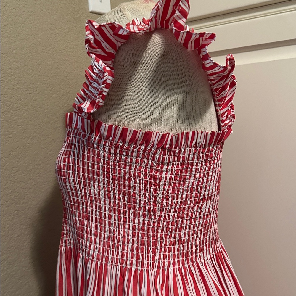 New Hill House The Ellie Nap Dress Cherry Red Stripe Maxi Smocked XL - Picture 6 of 10